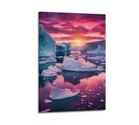 Pink Iceberg Wall Art, Unique Print, Seascape Poster, Special Canvas Picture, Distinctive Decor for Living Room Poster Decorative Painting Canvas Wall Posters And Art Picture Print Modern Family Bedro