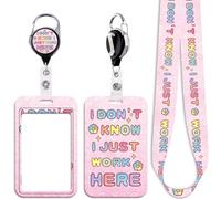 Pink ID Lanyard Card Holder & Funny Retractable Badge Reel Cute Key Layard for Keys ID Badges for Women Teens Girls Cool Staff Keychain Work Reel ID Holder