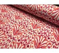 Pink Ikat Floral Fan Damask Flower Fabric Geometric Paisley Cotton Material Curtains Cushions Upholstery Home Decor - 140cm Wide (2 Metres)