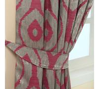 Homescapes Ikat Jacquard Curtain Tie Back Pair in Pink Homescapes Pink