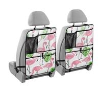 Pink Ink Flamingo Green Palm Car Protector and Organizer Seat Organizer for Backseat Tablet Holder Kid Car Kick Mat Behind Seat