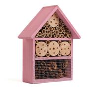 (Pink) Insect House Wooden Bee Beetle & Garden Ladybug Hanging Hotel Nest Shelter Box