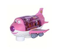 (Pink) [Interactive Airplane Toy] 360-Degree Rotation Interactive Electric Airplane Toy | Mixed Color Plastic Aircraft Model with Lighting