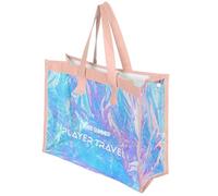 Pink Iridescent Beach Bag for Women Lightweight Waterproof Tote with Three-layer Compartments and Inner Pocket Beaches and Rainy Adventures