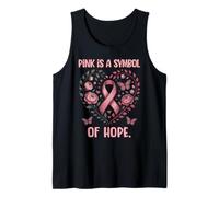Pink is a Symbol of Hope Pink Ribbon Floral Heart Awareness Tank Top