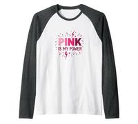 Pink is My Power: Empowering Feminine Energy Statement Raglan Baseball Tee, Men, Dark Heather/White, S