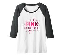 Pink is My Power: Empowering Feminine Energy Statement Raglan Baseball Tee, Women, Dark Heather/White, XXL