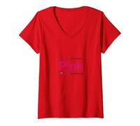 Pink Isnt Just A Color Pink Its A Promise V-Neck T-Shirt, Women, Red, L
