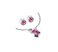 (Pink) Janeo Womens Necklace & Earrings Swan Set, Swiss Crystal Elements Timeless Gift Idea for Anniversary & Christmas.