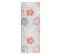 Pink Japanese Cherry Blossom Flowers folding yoga mat for outdoor printed, non slip, yoga towel and bag tapete para ejercicio 71x26 inches