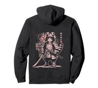 Pink Japanese Samurai Cat Katana Warrior Art Pullover Hoodie