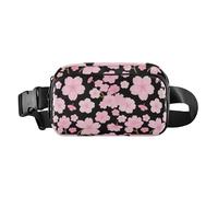 Pink Japanese Zephyr Cherry Blossoms Cute Fanny Pack Waist Bag for Women Men Small Running Belt Bag Waist Pack with Adjustable Strap for Shopping Sports Work