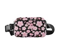 Pink Japanese Zephyr Cherry Blossoms Fashion Fanny Pack Waist Bag for Women Men Water Resistant Crossbody Sport Bag with Adjustable Strap for Travel Running Hiking