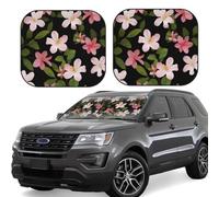 Pink Jasmine Flower Print Car Sun Shade Windshield 2-Piece Foldable Front Windshield Sun Visor Sunshade for Car Windshield, L
