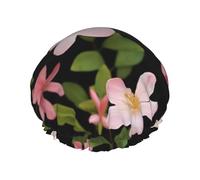 Pink Jasmine Flower Printed Double-Layer Waterproof Shower Cap - Reusable Spa & Face Mask Bathing Hat for Travel, Home Care & Beauty Routine