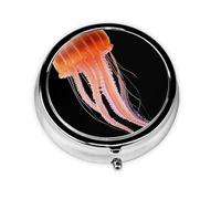 Pink Jellyfish Mini Round Pill Box, can be Put into Wallet, Pocket, Light and Convenient, 3 Compartment Pill Box, Portable Pill Box,