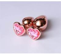 Pink Jewelled Rose Gold Aluminium Butt Plug Set (3 Piece)