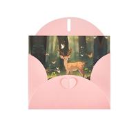 Pink JKIEGOQ Bambi Prints Greeting Card 4 x 6 in for Christmas, Valentine's Day, Wedding, Party Invitation Cards