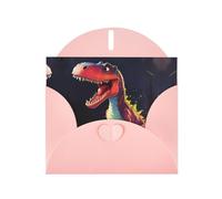 Pink JKIEGOQ big-mouthed dinosaur Prints Greeting Card 4 x 6 in for Christmas, Valentine's Day, Wedding, Party Invitation Cards