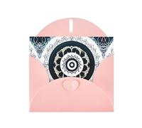 Pink JKIEGOQ Black and White Round Totem Prints Greeting Card 4 x 6 in for Christmas, Valentine's Day, Wedding, Party Invitation Cards