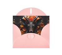 Pink JKIEGOQ Black antelope with flowers Prints Greeting Card 4 x 6 in for Christmas, Valentine's Day, Wedding, Party Invitation Cards