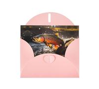 Pink JKIEGOQ Brook Trout Fly Fishing Prints Greeting Card 4 x 6 in for Christmas, Valentine's Day, Wedding, Party Invitation Cards
