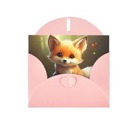 Pink JKIEGOQ Cute Baby Fox Prints Greeting Card 4 x 6 in for Christmas, Valentine's Day, Wedding, Party Invitation Cards