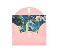 Pink JKIEGOQ Cute Dinosaur Prints Greeting Card 4 x 6 in for Christmas, Valentine's Day, Wedding, Party Invitation Cards