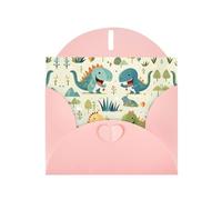 Pink JKIEGOQ Cute little baby dinosaur Prints Greeting Card 4 x 6 in for Christmas, Valentine's Day, Wedding, Party Invitation Cards