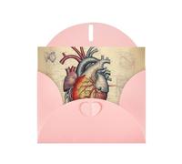 Pink JKIEGOQ human anatomy heart chart Prints Greeting Card 4 x 6 in for Christmas, Valentine's Day, Wedding, Party Invitation Cards
