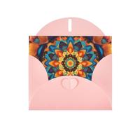 Pink JKIEGOQ Kaleidoscope Mandala Prints Greeting Card 4 x 6 in for Christmas, Valentine's Day, Wedding, Party Invitation Cards