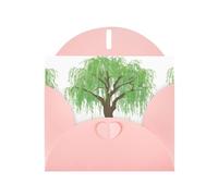 Pink JKIEGOQ Lifelike willow tree Prints Greeting Card 4 x 6 in for Christmas, Valentine's Day, Wedding, Party Invitation Cards