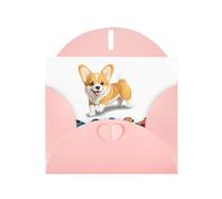 Pink JKIEGOQ Little Corgi playing with a car Prints Greeting Card 4 x 6 in for Christmas, Valentine's Day, Wedding, Party Invitation Cards