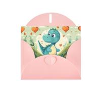 Pink JKIEGOQ Little Dinosaur in Green Grass Prints Greeting Card 4 x 6 in for Christmas, Valentine's Day, Wedding, Party Invitation Cards