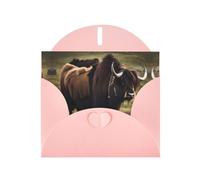 Pink JKIEGOQ Mighty Highland Yak Prints Greeting Card 4 x 6 in for Christmas, Valentine's Day, Wedding, Party Invitation Cards