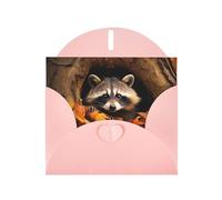 Pink JKIEGOQ Raccoon in The Fall Tree Hole Prints Greeting Card 4 x 6 in for Christmas, Valentine's Day, Wedding, Party Invitation Cards