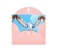 Pink JKIEGOQ Seagulls in flight Prints Greeting Card 4 x 6 in for Christmas, Valentine's Day, Wedding, Party Invitation Cards