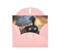 Pink JKIEGOQ Steam Train Prints Greeting Card 4 x 6 in for Christmas, Valentine's Day, Wedding, Party Invitation Cards