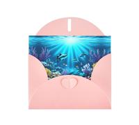 Pink JKIEGOQ Submarine Coral Rays Prints Greeting Card 4 x 6 in for Christmas, Valentine's Day, Wedding, Party Invitation Cards