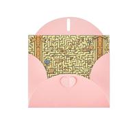 Pink JKIEGOQ Treasure Maze Prints Greeting Card 4 x 6 in for Christmas, Valentine's Day, Wedding, Party Invitation Cards