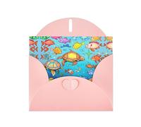 Pink JKIEGOQ Turtle and Fish Prints Greeting Card 4 x 6 in for Christmas, Valentine's Day, Wedding, Party Invitation Cards
