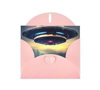 Pink JKIEGOQ UFO landing Prints Greeting Card 4 x 6 in for Christmas, Valentine's Day, Wedding, Party Invitation Cards