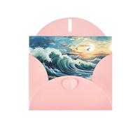 Pink JKIEGOQ Wave Sailboat Seagull Prints Greeting Card 4 x 6 in for Christmas, Valentine's Day, Wedding, Party Invitation Cards