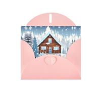 Pink JKIEGOQ Winter Fawn Prints Greeting Card 4 x 6 in for Christmas, Valentine's Day, Wedding, Party Invitation Cards