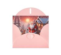 Pink JKIEGOQ winter Santa Claus Prints Greeting Card 4 x 6 in for Christmas, Valentine's Day, Wedding, Party Invitation Cards