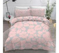 Pink Junior/Cot Size Duvet Cover Sets, Flowers Microfiber Bedding Sets King Size Ultrasoft Hypoallergenic Quilt Cover With Zipper Closure and 2 Pillowcases 40x60cm