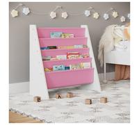 Urbn-Living Urbnliving 63Cm Width Kids Children Mdf & Fabric Display Bookshelf Sling Open Storage 4-Tier Organiser Pink