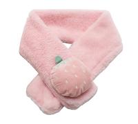 Pink Kids Winter Scarf Warm Plush Strawberry Children's Warmer Scarf with Cross Design, Soft Fluffy Plush Thick Fleece Collar Faux Fur Neck Warmer for Girls (Strawberry)