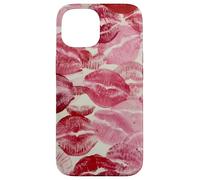 pink kisses lipstick marks lips for women girls makeup lover Case for iPhone 15
