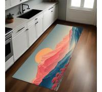 Pink Kitchen Rug Bright moon atop the mountain Non-Slip Washable Mat 60 x 180 cm for Kitchen, Hallway, Living Room, Bedroom, Bathroom